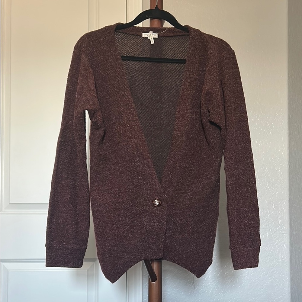 Women’s Kirra Maroon Draped Button Down Cardigan Sweater Size Large |D111